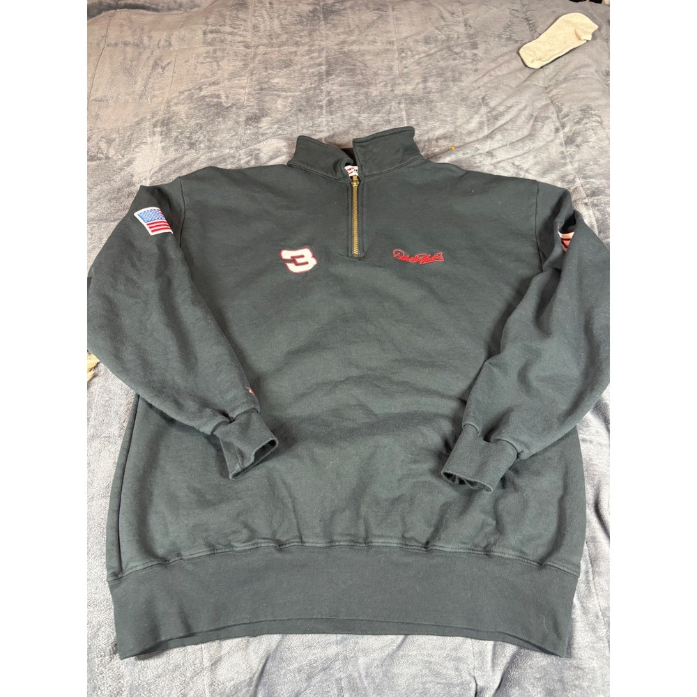 Chase Authentics Dale Earnhardt NASCAR Quarter Zip Sweatshirt Mens Large Black 3
